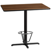 Flash Furniture XU-WALTB-3045-T2230B-3CFR-GG Walnut Laminate Rectangular Top PVC T-Mold Edge Table