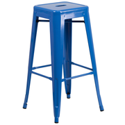 Flash Furniture CH-31320-30-BL-GG Blue Galvanized Steel Drain Hole In Seat Backless Bar Stool