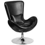 Flash Furniture CH-162430-BK-LEA-GG Black Bonded Leather Integrated Curved Arms Chrome Base Egg Series Swivel Reception/Lounge/Side Chair