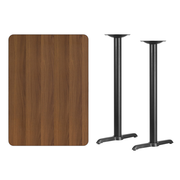 Flash Furniture XU-WALTB-3042-T0522B-GG Walnut Laminate Rectangular Top PVC T-Mold Edge Table