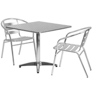 Flash Furniture TLH-ALUM-32SQ-017BCHR2-GG Steel Square Table Set with 2 Chairs