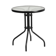 Flash Furniture TLH-070-1-GG Metal Base Black Powder Coated Finish With Tempered Glass Top Round Patio Table