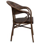 Flash Furniture SDA-AD642003R-1-GG Red Bamboo Cocoa Rattan Seat and Curved Back Milano Series Patio Stacking Armchair