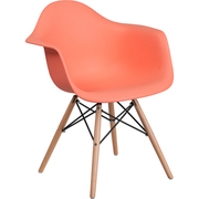 Flash Furniture FH-132-DPP-PE-GG 24.5" W x 25" D x 31.25" H Peach Polypropylene Contour Allure Series Arm Chair