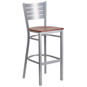 Flash Furniture XU-DG-60402-BAR-CHYW-GG Cherry Finish Seat With Slat Back Steel Silver Powder Coated Frame Hercules Series Restaurant Bar Stool