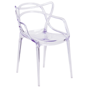 Flash Furniture FH-173-APC-GG Transparent Crystal Molded Polycarbonate Cutout Back Nesting Series Stacking Side Chair
