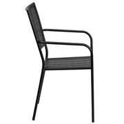 Flash Furniture CO-2-BK-GG Black Steel with Arms Square Back and Seat Patio Stacking Armchair