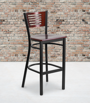 Flash Furniture XU-DG-6H1B-MAH-BAR-MTL-GG Mahogany Finish Seat Steel Black Powder Coated Frame Hercules Series Restaurant Bar Stool