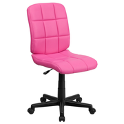 Flash Furniture GO-1691-1-PINK-GG Pink Vinyl Armless Mid Back Design Swivel Task Chair