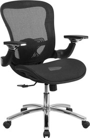 Flash Furniture GO-WY-87-GG Black Fabric Mesh Padded Arms Mid Back Design Executive Swivel Office Chair