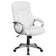 Flash Furniture GO-2236M-WH-GG White Bonded Leather Padded Arms Mid Back Design Executive Swivel Office Chair