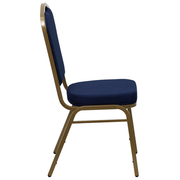 Flash Furniture FD-C01-ALLGOLD-2056-GG Navy Blue Patterned Fabric Gold Powder Coated Frame Finish Hercules Series Stacking Banquet Chair