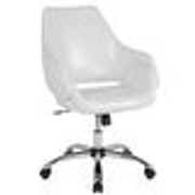 Flash Furniture CH-177280-WH-GG White Bonded Leather Curved Arms Mid Back Design Office Chair