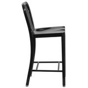 Flash Furniture CH-61200-24-BK-GG Black Galvanized Steel With Drain Hole In Seat Bar Stool