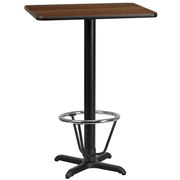 Flash Furniture XU-WALTB-2430-T2222B-3CFR-GG Walnut Laminate Rectangular Top PVC T-Mold Edge Table