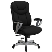 Flash Furniture GO-1534-BK-FAB-GG Black Fabric Padded Arms High Back Design Hercules Series Big & Tall Executive Swivel Office Chair