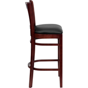 Flash Furniture XU-DGW0008BARVRT-MAH-BLKV-GG Black Vinyl Seat With Slat Back Mahogany Finish Beechwood Frame Hercules Series Restaurant Bar Stool