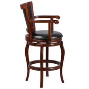 Flash Furniture TA-21259-CHY-GG Black LeatherSoft Wood Frame with Light Cherry Finish Swivel Bar Stool