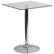 Flash Furniture CH-4-GG Glass Square Chrome Base Table