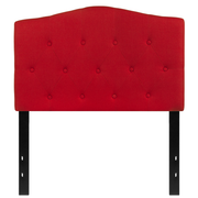 Flash Furniture HG-HB1708-T-R-GG Red Twin Size Contemporary Style Black Metal Stands with Adjustable Bed Rail Slots Fabric Cambridge Headboard