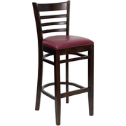 Flash Furniture XU-DGW0005BARLAD-WAL-BURV-GG Burgundy Vinyl Seat With Ladder Back Walnut Finish Beechwood Frame Hercules Series Restaurant Bar Stool