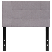Flash Furniture HG-HB1704-T-LG-GG Light Gray Twin Size Contemporary Style Black Metal Stands with Adjustable Bed Rail Slots Fabric Bedford Headboard
