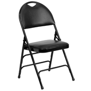 Flash Furniture HA-MC705AV-3-BK-GG Black Vinyl Upholstered Seat and Back Hercules Series Extra Large Ultra Premium Folding Chair