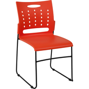 Flash Furniture RUT-2-OR-GG Orange Metal Frame Perforated Back Hercules Series Stacking Chair