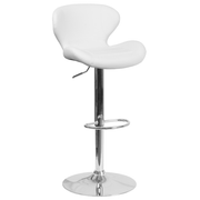 Flash Furniture CH-321-WH-GG White Vinyl with Contemporary Style Chrome Base Swivel Bar Stool