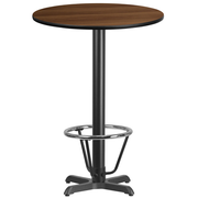 Flash Furniture XU-RD-30-WALTB-T2222B-3CFR-GG Walnut Laminate Round Top PVC T-Mold Edge Table