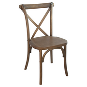 Flash Furniture X-BACK-LB Light Brown Elmwood Bent X Back Side Chair