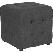 Flash Furniture QY-S02-DGY-GG 16" W x 16" H x 16.5" D Dark Gray Fabric Taut with Black Bottom Dust Cover Avendale Ottoman / Pouf