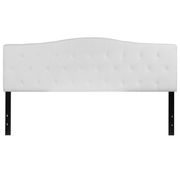 Flash Furniture HG-HB1708-K-W-GG White King Size Contemporary Style Black Metal Stands with Adjustable Bed Rail Slots Fabric Cambridge Headboard