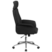 Flash Furniture CH-CX0944H-BK-GG Black Fabric Upholstery Padded Arms High Back Design Executive Swivel Office Chair
