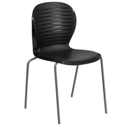 Flash Furniture RUT-3-BK-GG Black Metal Frame Ribbed Back Hercules Series Stacking Chair