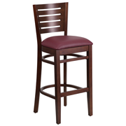 Flash Furniture XU-DG-W0108BBAR-WAL-BURV-GG Burgundy Vinyl Seat With Slat Back Walnut Finish Beechwood Frame Darby Series Bar Stool