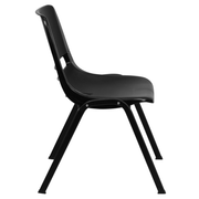 Flash Furniture RUT-14-PDR-BLACK-GG Black Plastic Vented Back Hercules Series Student Shell Stacking Chair