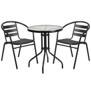 Flash Furniture TLH-071RD-017CBK2-GG Black Steel Round Table Set with 2 Chairs