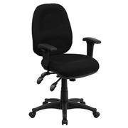 Flash Furniture BT-662-BK-GG Black Padded Arms Heavy Duty Black Nylon Base Mid-Back Design Executive Swivel Office Chair