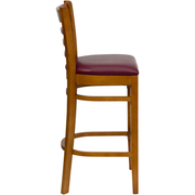 Flash Furniture XU-DGW0005BARLAD-CHY-BURV-GG Burgundy Vinyl Seat With Ladder Back Cherry Finish Beechwood Frame Hercules Series Restaurant Bar Stool