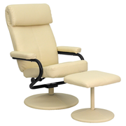 Flash Furniture BT-7863-CREAM-GG Cream LeatherSoft With Leather Wrapped Base Contemporary Style Swivel Recliner