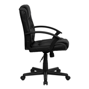 Flash Furniture GO-937M-BK-LEA-GG Black Bonded Leather Nylon Arms Mid Back Design Swivel Task/Office Chair