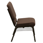 Flash Furniture XU-CH-60096-BN-BAS-GG Brown 19" Width Gold Vein Frame Finish Hercules Series Stacking Church Chair