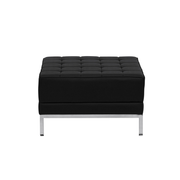 Flash Furniture ZB-IMAG-OTTOMAN-GG 28" W x 28" D x 17" H Black LeatherSoft Integrated Stainless Steel Legs Hercules Imagination Series Ottoman