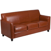 Flash Furniture BT-827-3-CG-GG Cognac LeatherSoft with Black Wood Feet Hercules Diplomat Series Reception Sofa