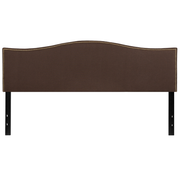 Flash Furniture HG-HB1707-K-DBR-GG Dark Brown King Size Transitional Style Black Metal Stands with Adjustable Bed Rail Slots Fabric Lexington Headboard