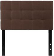 Flash Furniture HG-HB1704-T-DBR-GG Dark Brown Twin Size Contemporary Style Black Metal Stands with Adjustable Bed Rail Slots Fabric Bedford Headboard