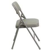 Flash Furniture HA-MC309AV-GY-GG Gray Vinyl Upholstered Seat and Back Hercules Series Folding Chair