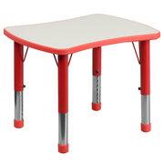 Flash Furniture YU-YCY-098-RECT-TBL-RED-GG Grey Laminate/Red Rectangular Plastic Top Safety Rounded Corners Preschool Activity Table