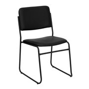 Flash Furniture XU-8700-BLK-B-VYL-30-GG Black High Density Black Powder Coated Metal Sled Base Frame Hercules Series Stacking Chair